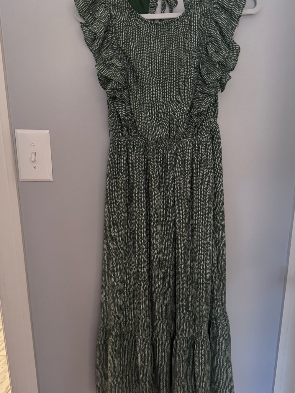 Green Ruffled Open Back Dress